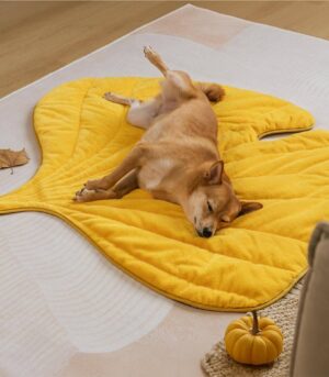 Plush Leaf-Shaped Washable Dog Mat-The Leaf Collector