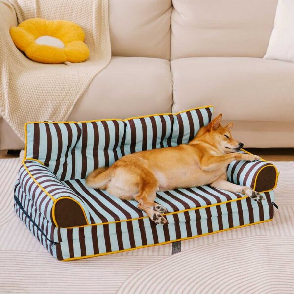 Stripe Waterproof Foldable Large Dog Sofa Bed - Sunny Siesta - Image 20