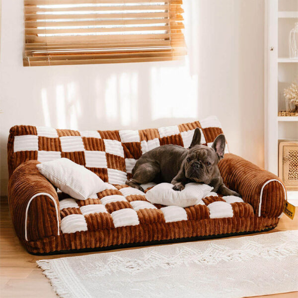 Vintage Chessboard Orthopedic Support Extra Large Dog Sofa Bed - King's Sofa - Image 2