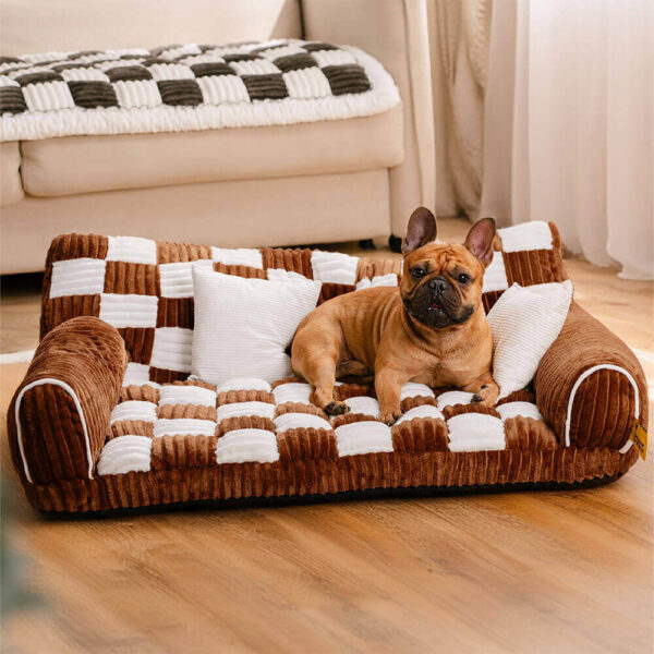 Vintage Chessboard Orthopedic Support Extra Large Dog Sofa Bed - King's Sofa - Image 7