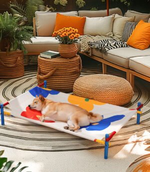 Vibrant Summer Print Style Aluminum Elevated Dog Bed - Summer Paradise