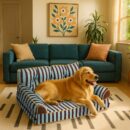 Stripe Waterproof Foldable Large Dog Sofa Bed - Sunny Siesta