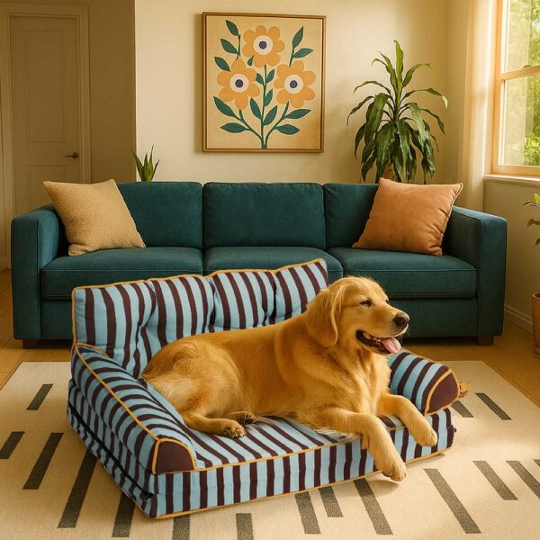 Stripe Waterproof Foldable Large Dog Sofa Bed - Sunny Siesta - Image 8