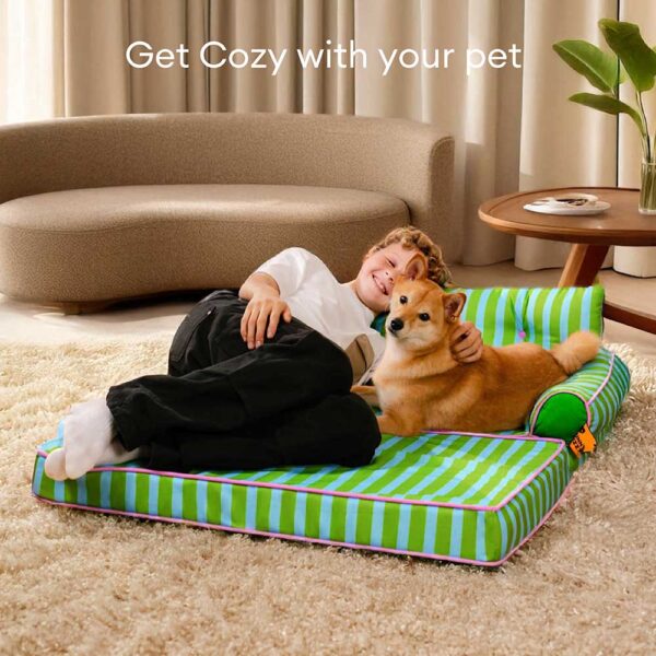 Stripe Waterproof Foldable Large Dog Sofa Bed - Sunny Siesta - Image 9