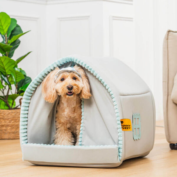 Double Curtain Pet House Enclosed Dog Bed - Image 4