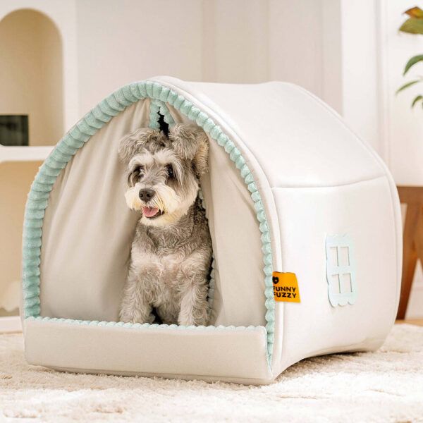 Double Curtain Pet House Enclosed Dog Bed - Image 9