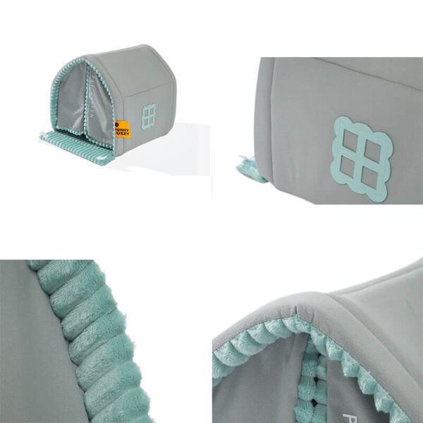 Double Curtain Pet House Enclosed Dog Bed - Image 6