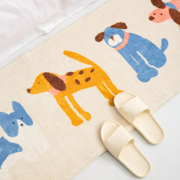 Adorable Cat & Dog Pattern Bedside Rug Pet Mat - Image 4
