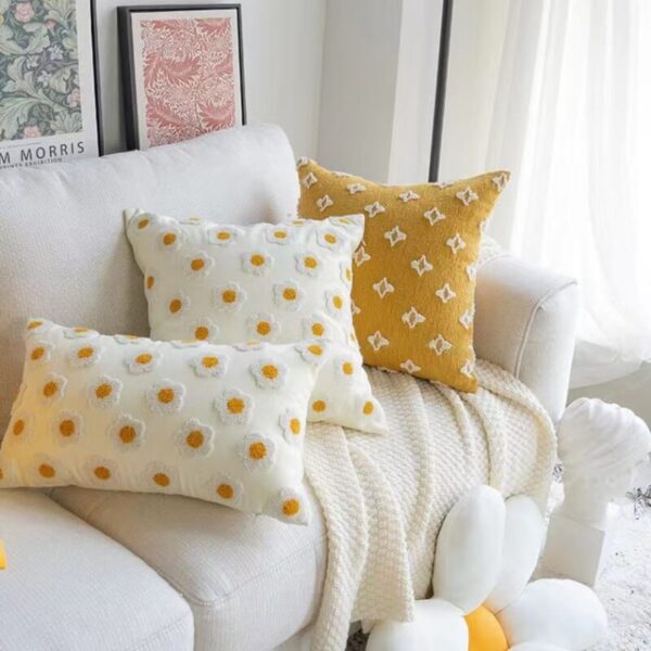 Sofa Pillow Embroidered Daisy Pillow - Image 2
