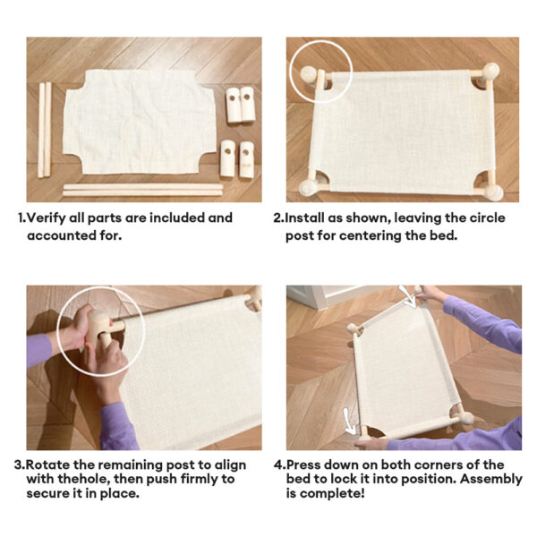 Linen and Wooden Elevated Dog Bed - Image 6