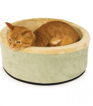 K & H Thermo Kitty Circular Heated Cat Bed Sage 50cm