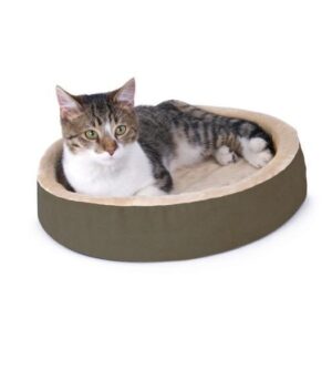 K & H Thermo Kitty Cuddle Up Heated Cat Bed Mocha 40cm
