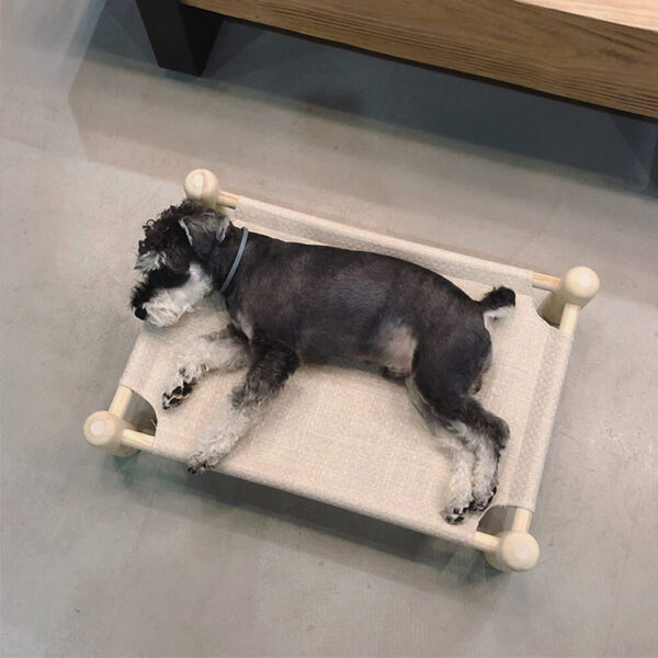 Linen and Wooden Elevated Dog Bed - Image 3