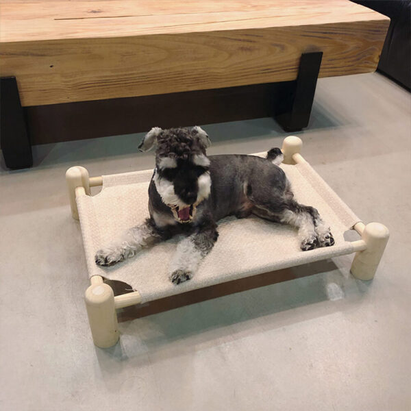 Linen and Wooden Elevated Dog Bed - Image 2