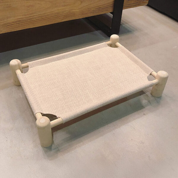 Linen and Wooden Elevated Dog Bed - Image 4