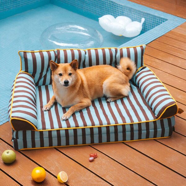 Stripe Waterproof Foldable Large Dog Sofa Bed - Sunny Siesta - Image 6
